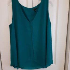 Ann Taylor Teal Green Sleeveless Blouse Lg